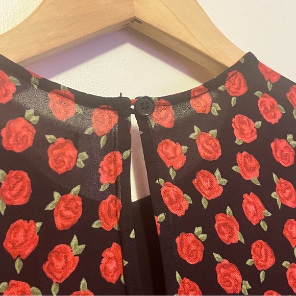 Reformation Doutzen Red Roses Cassandra Mini Dress size 0 like new floral ruffle - Picture 8 of 8